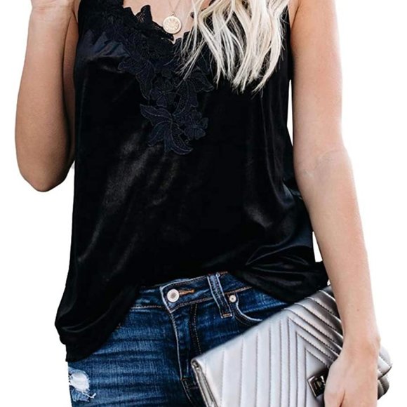 NWOT Lace Trim Velvety Cami - Picture 1 of 4